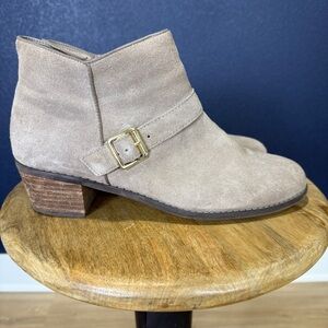 Lands' End Maplewood Block Heel Tan Suede Booties Maplewood, Size 10